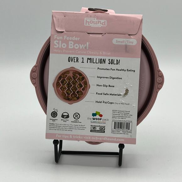 Outward Hound Fun Feeder Slo Bowl Slow Feeder Dog/Cat Bowl Small/Tiny Pink Wave - Picture 2 of 5